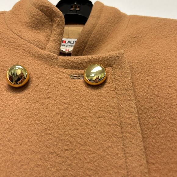 Yves Saint Laurent Rive Gauche Camel Wool Double Breasted Coat Jacket 34 - Picture 7 of 8
